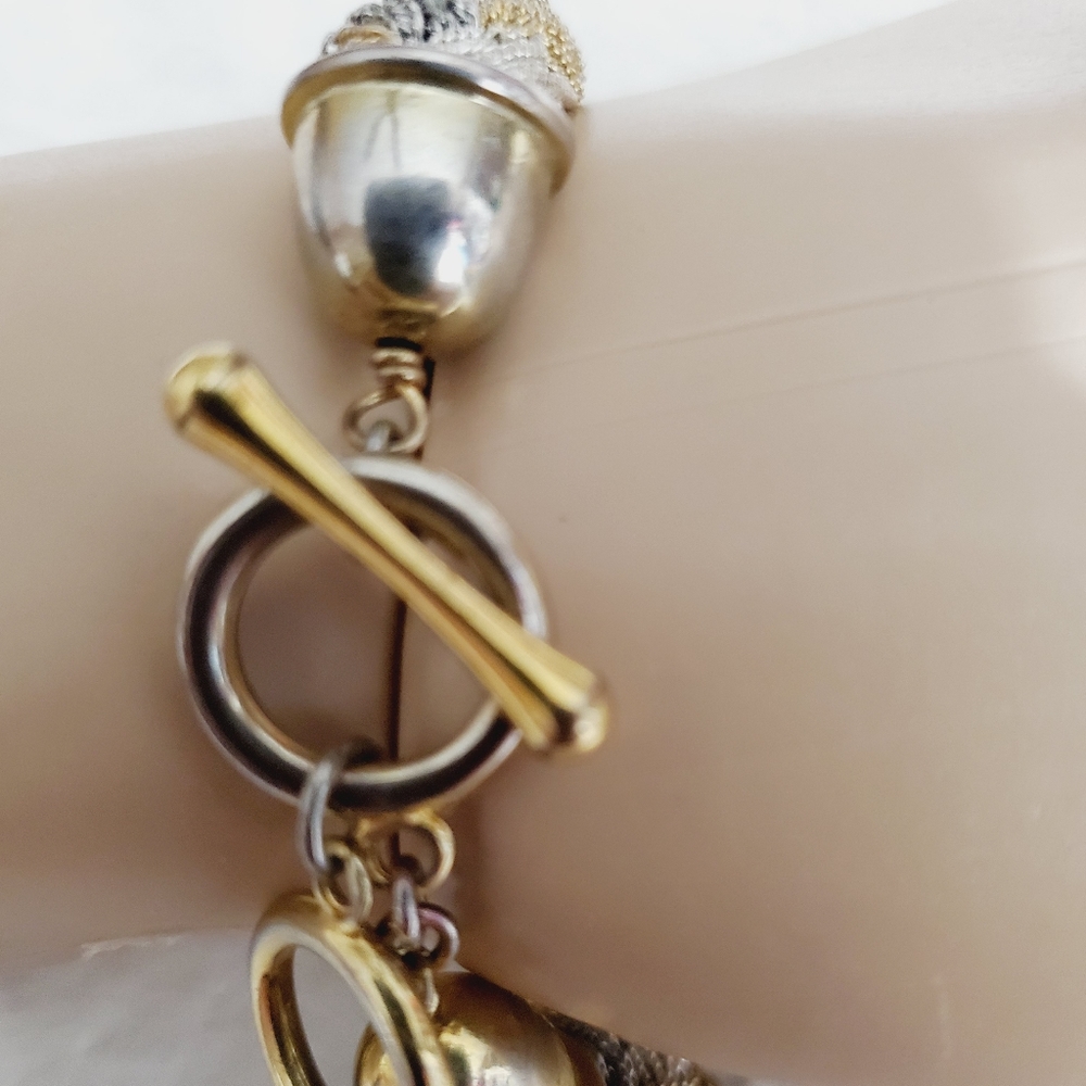 Chains Braided Bracelet Toggle Silver Gold Tri Co… - image 3